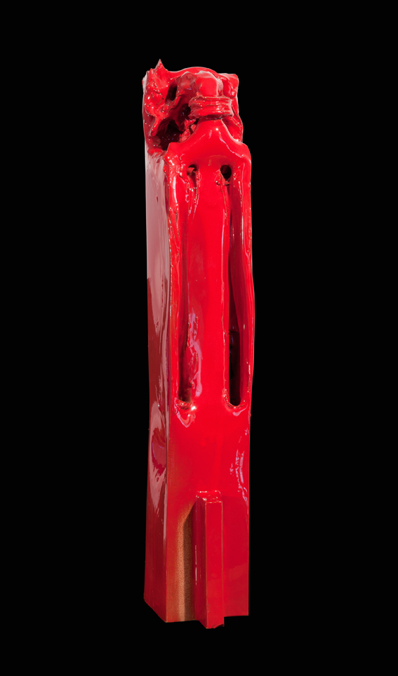 "Senza titolo" 1998, ceramica rossa realizzata a Faenza presso Laboratorio Gatti, h 75 cm