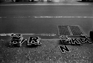 USA, New York: letters on the ground.