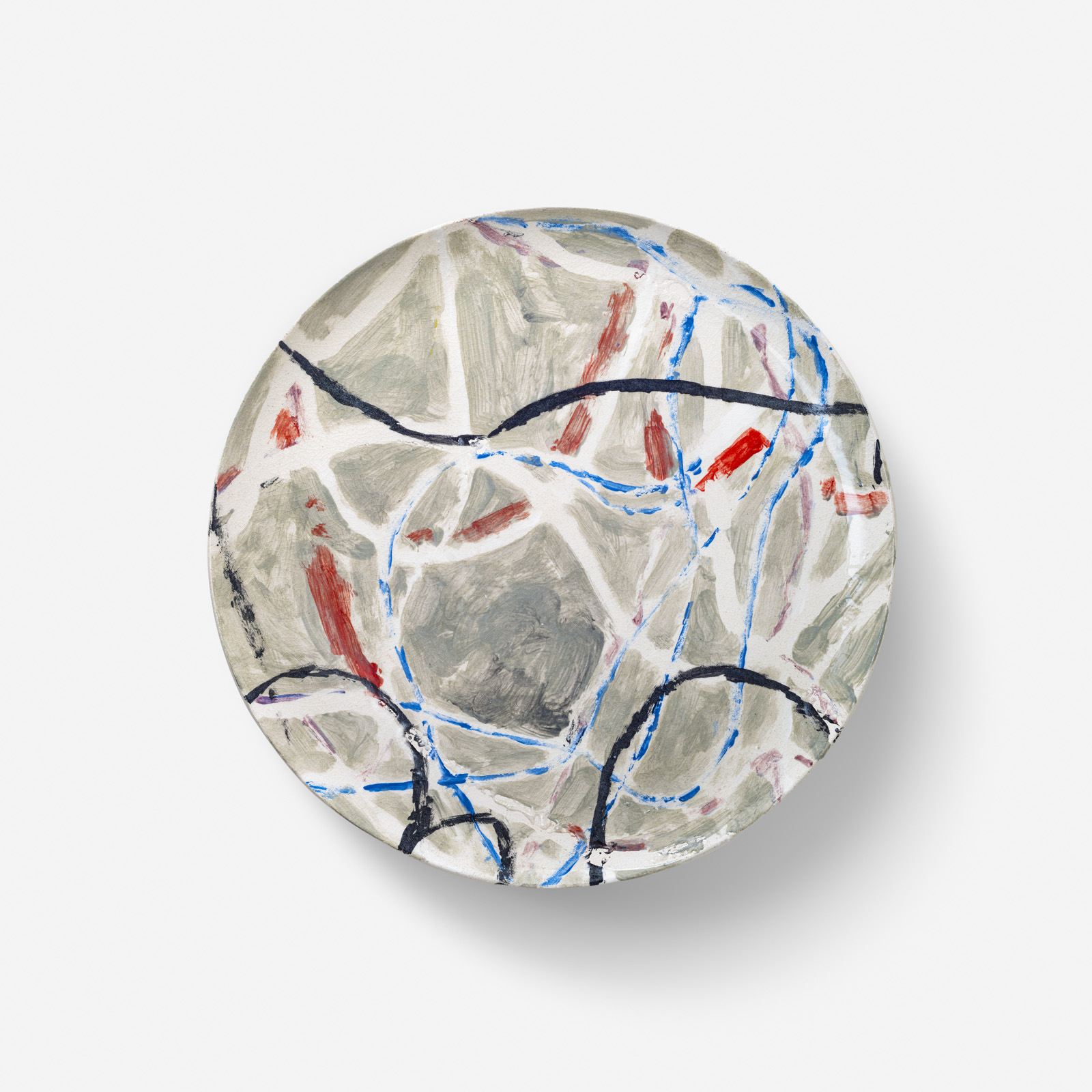 "Senza titolo" 2022, piatto ceramica dipinta, d.35 cm