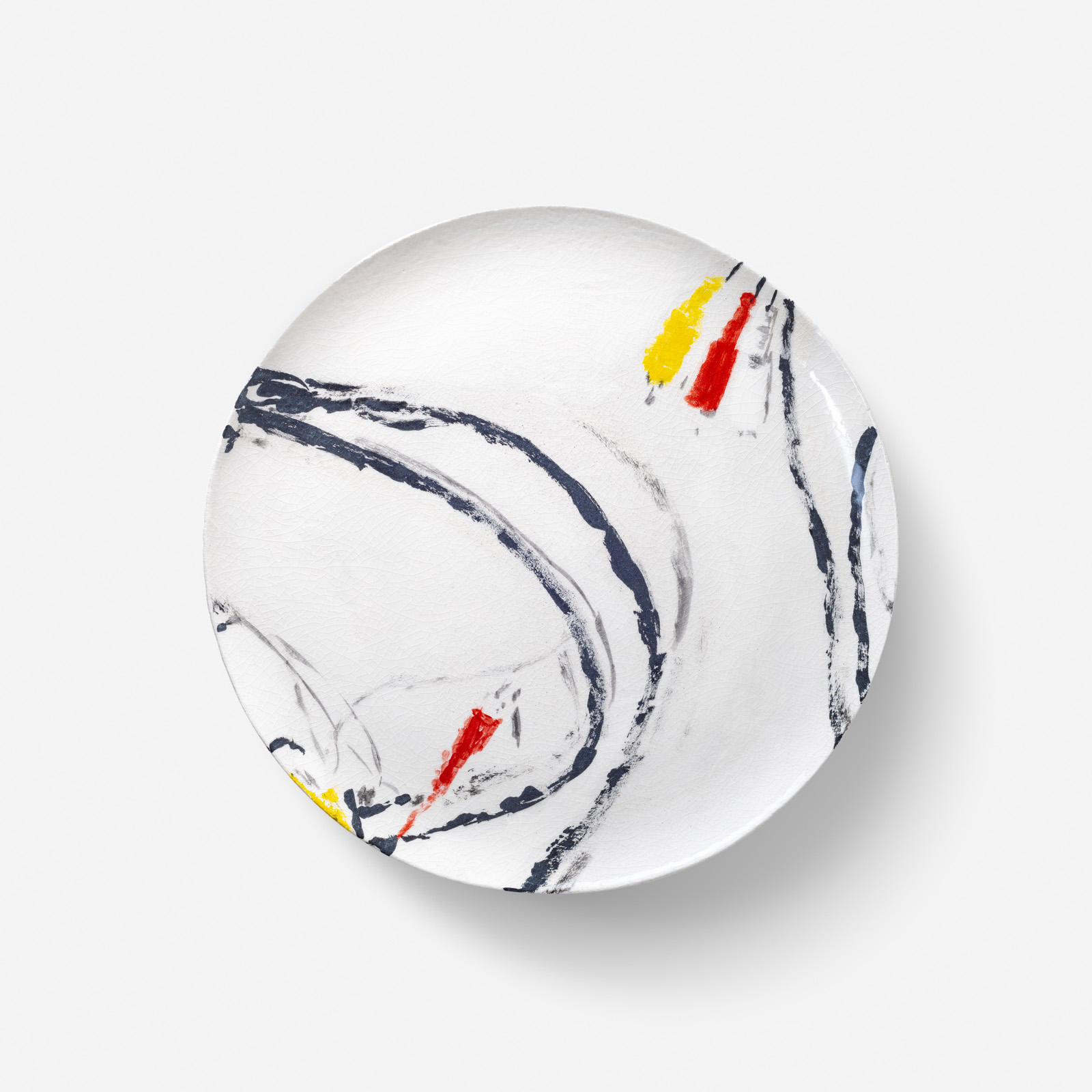 "Senza titolo" 2022, piatto ceramica dipinta, d.35 cm