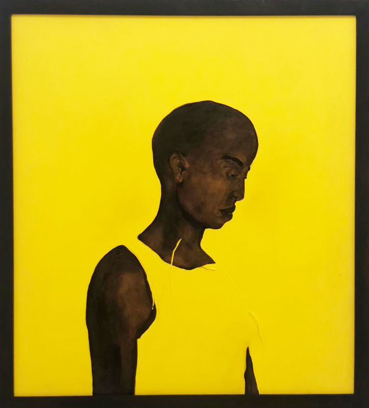 "Untitled" 2020, pittura su gomma, 103 x 93 cm