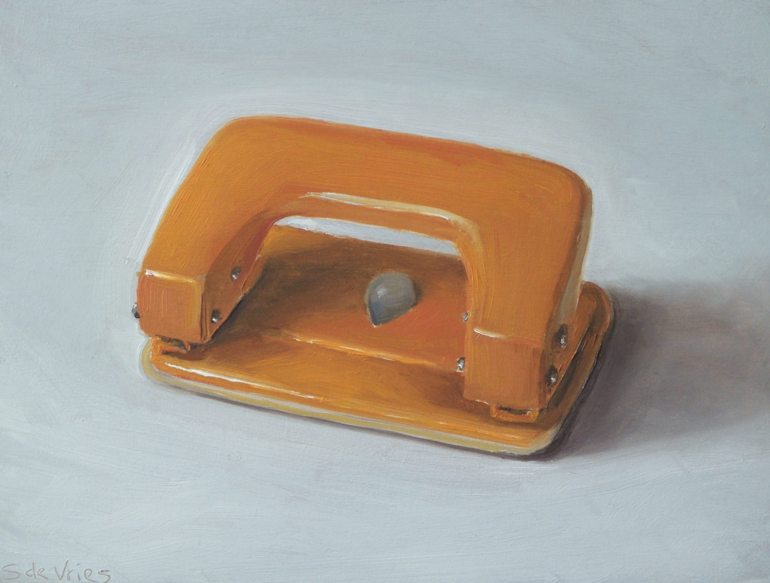 "Hole puncher" oil on wood, 13 x 17 cm
