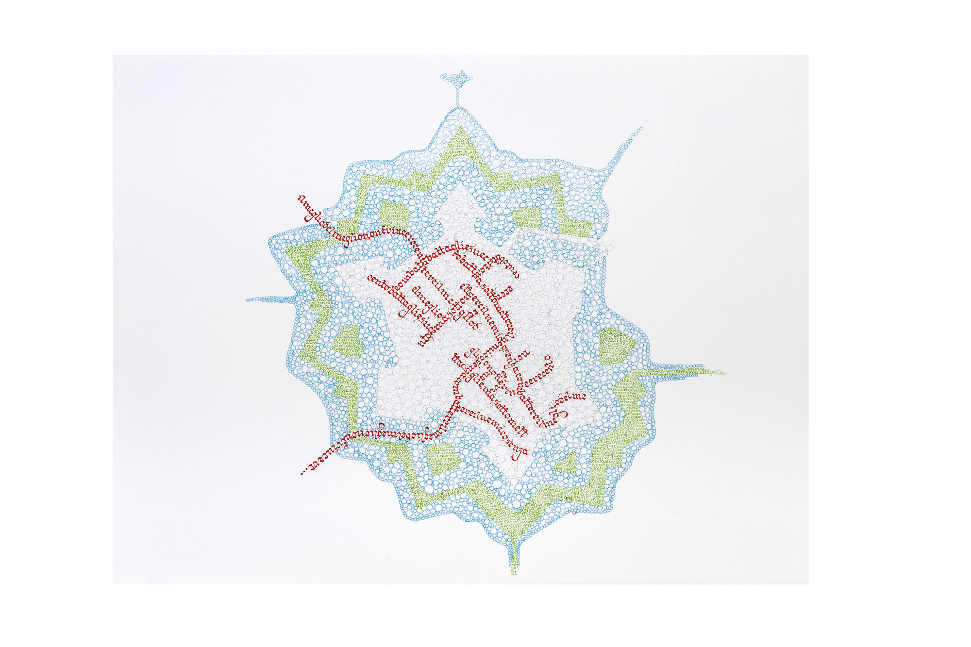 "Città fortificate. Naarden" 2022, calligrafia su carta, 30 x 40 cm