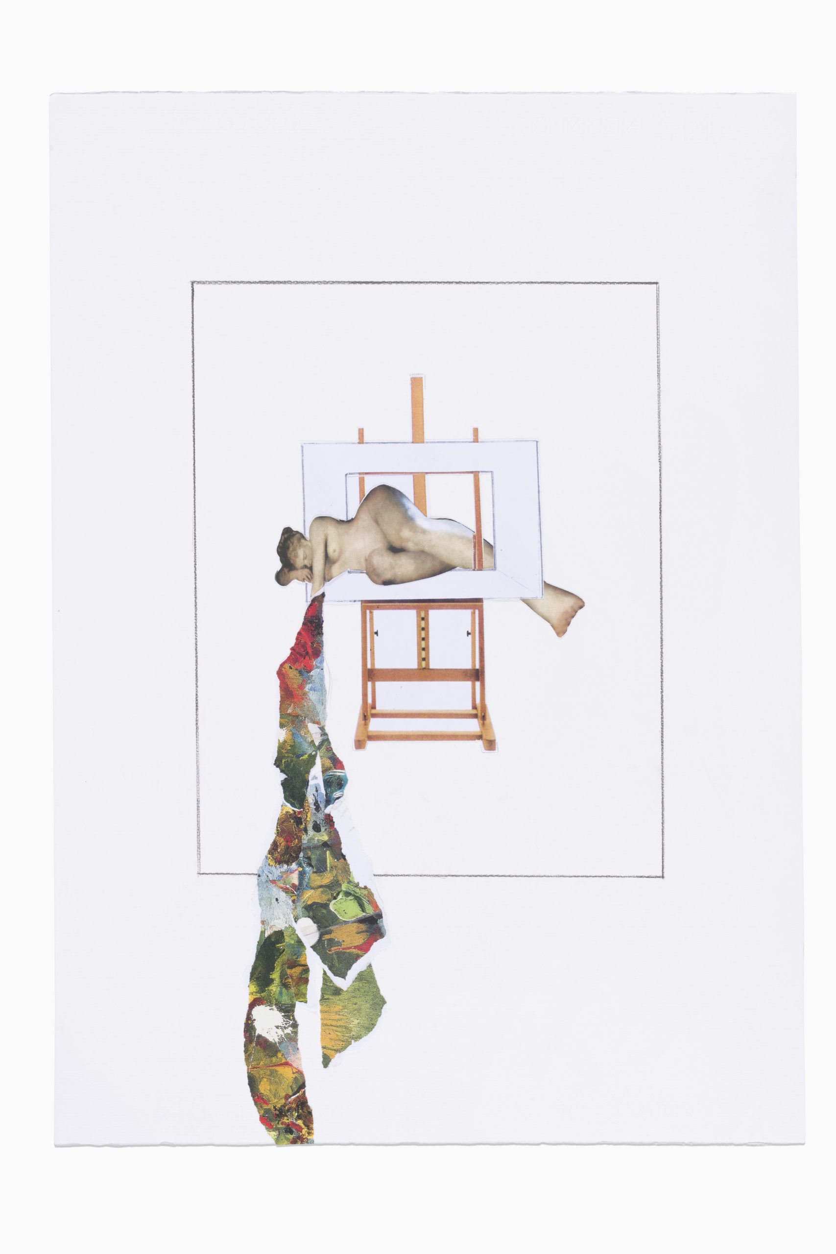 "Studio per La Musa dipinta" 2022, matita e collage su carta, 70 x 50 cm