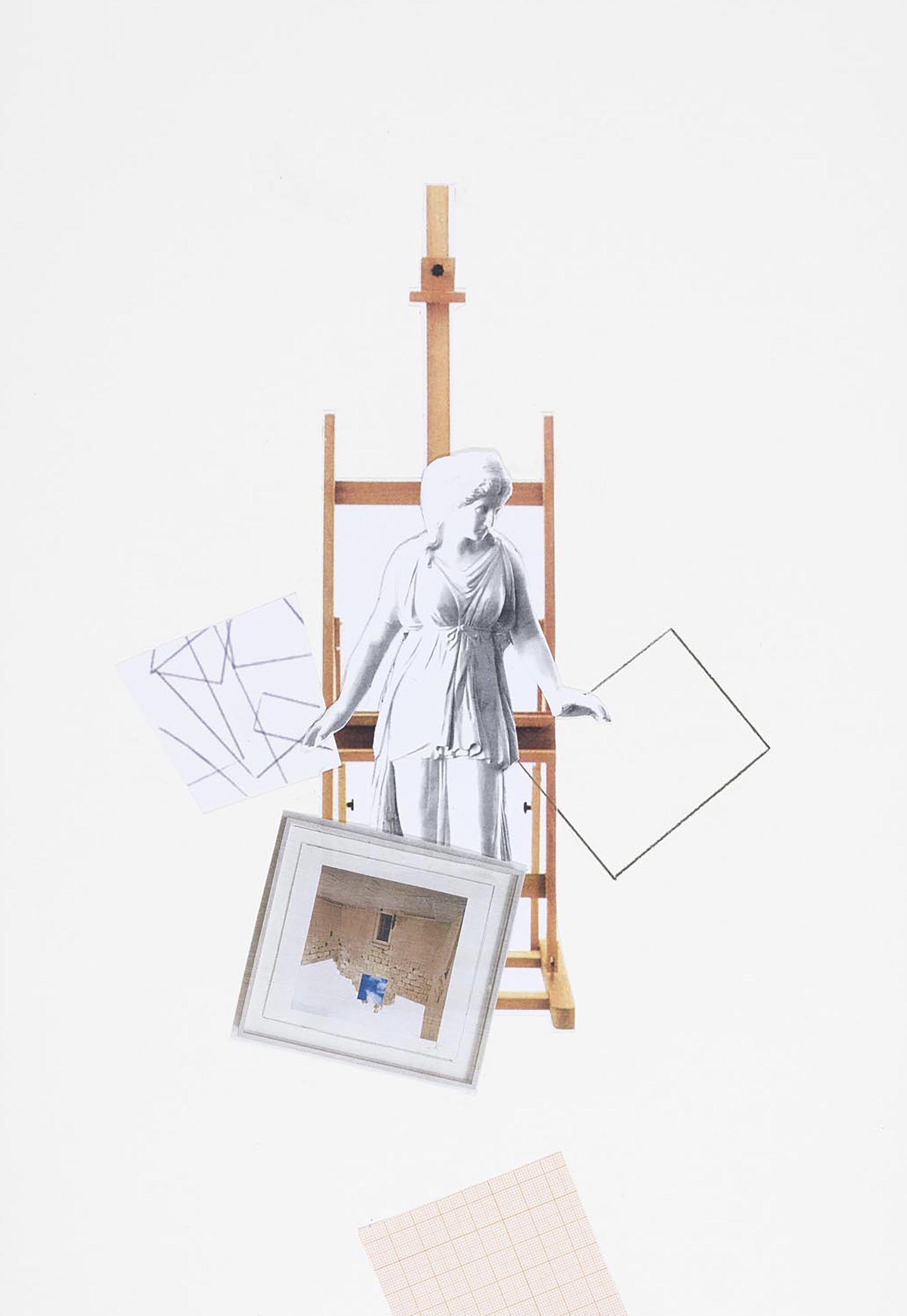 "Studio per In cornice" 2022, matita e collage su carta, 48 x 33 cm